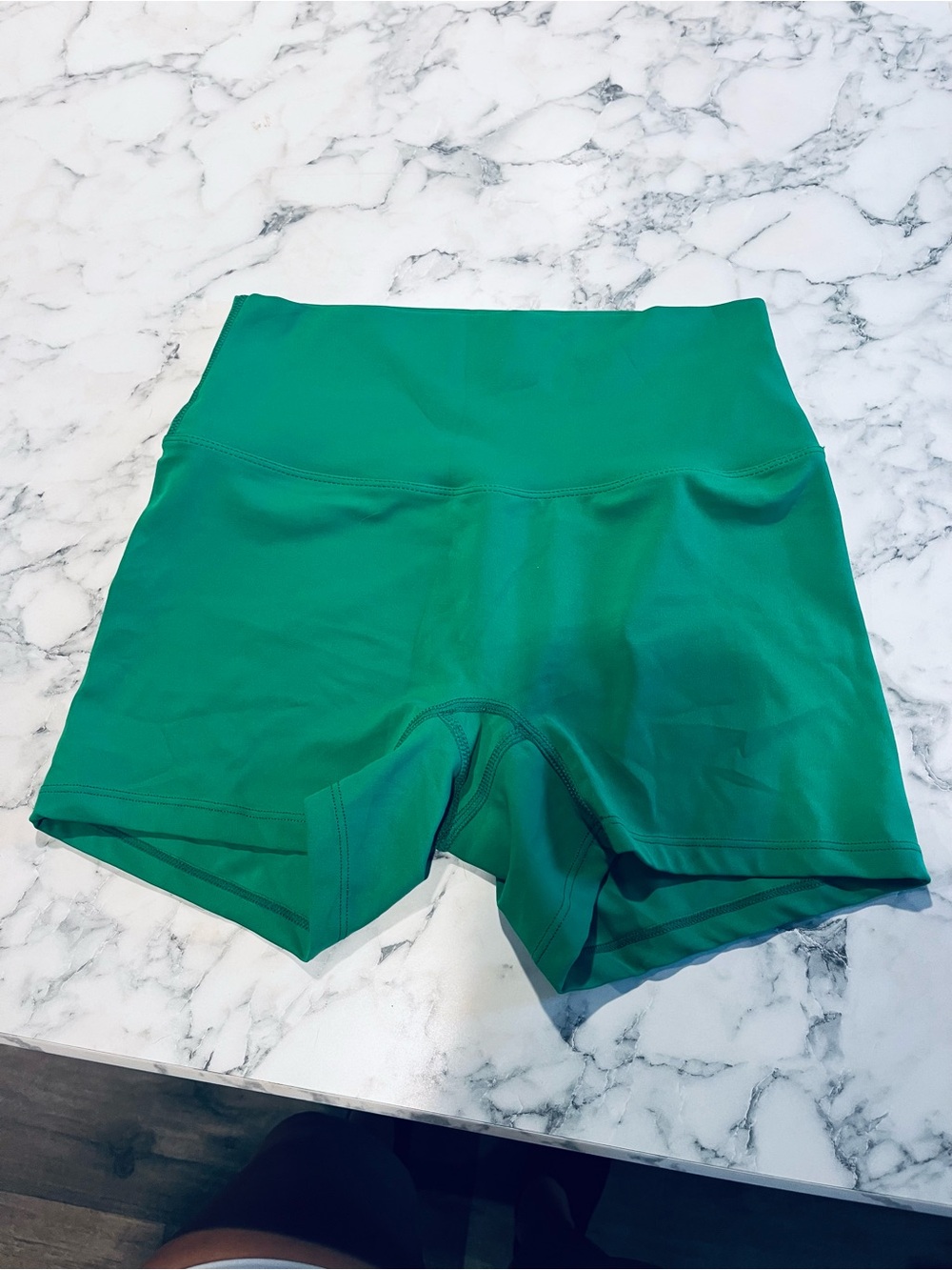 High-Waist Green Women’s Athletic Shorts